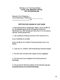 Download Philippines Local civil registry office name change certificate Photoshop template